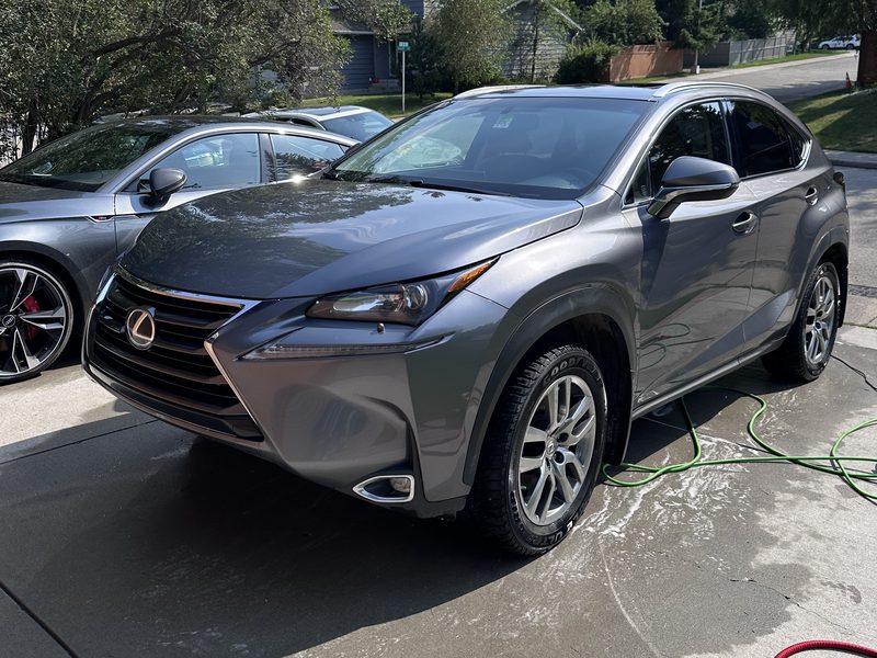 Lexus NX washed, dried and gloss-finished after a mobile detail in Calgary