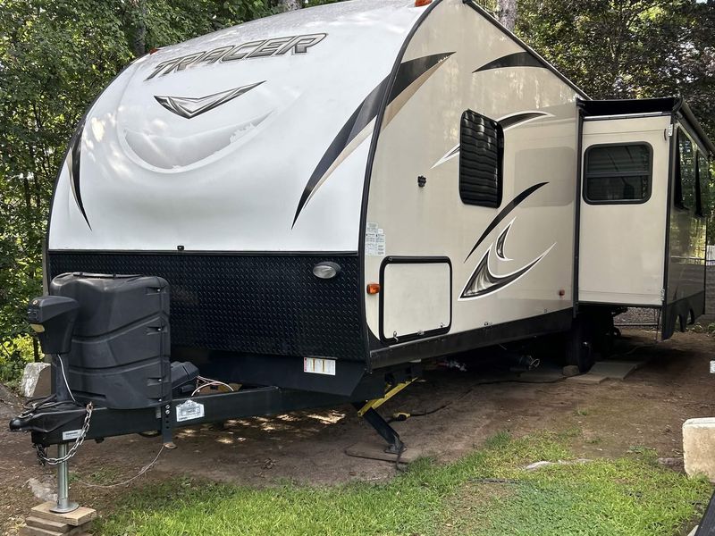 Travel trailer detailed on site