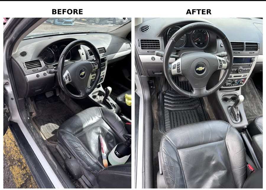 car detailing Calgary before and after interior cleaning Chevy Malibu