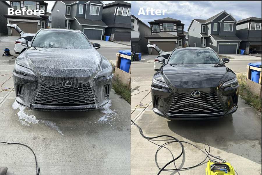mobile car detailing Calgary exterior wash Lexus before and after